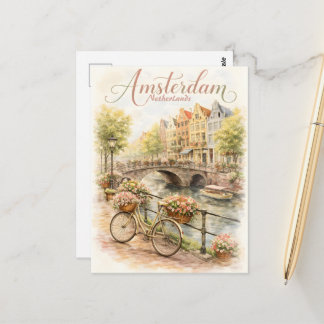 Amsterdam Netherlands watercolor Postkarte