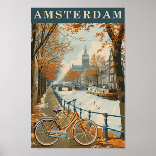 Amsterdam Niederlande Berühmter Vintage Travel Pla Poster
