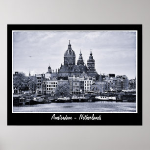 Amsterdam - Niederlande, BW-Kunst (Poster) Poster