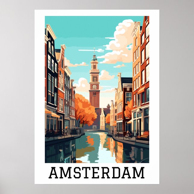 Amsterdam Niederlande Canal Travel Poster (Vorne)