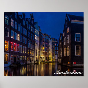 Amsterdam Niederlande Canal Zuhause Night Lights Poster