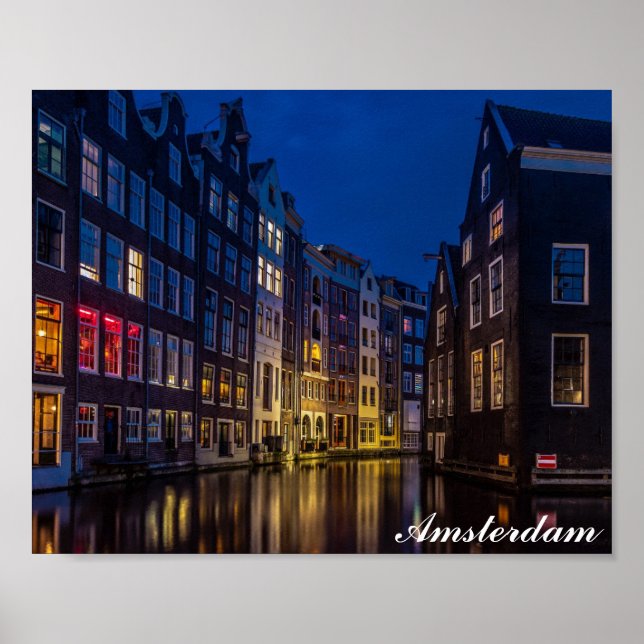 Amsterdam Niederlande Canal Zuhause Night Lights Poster (Vorne)