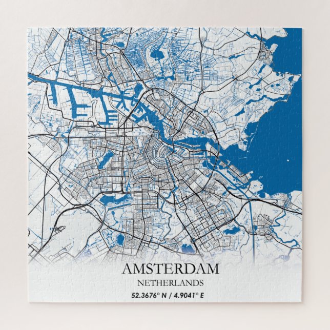 Amsterdam Niederlande City Map Einfach Puzzle (Vertikal)