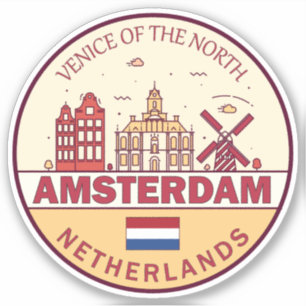 Amsterdam Niederlande City Skyline Emblem Aufkleber