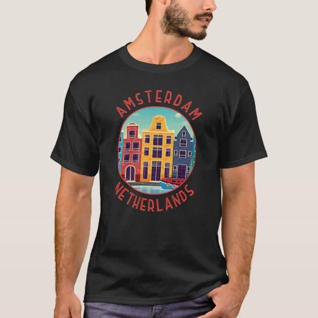 Amsterdam Niederlande farbenfrohe Häuser gestört T-Shirt (Vorderseite)