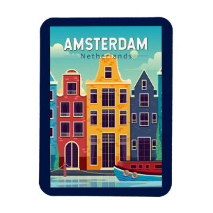 Amsterdam Niederlande farbenfrohe Häuser Reisen Re Magnet
