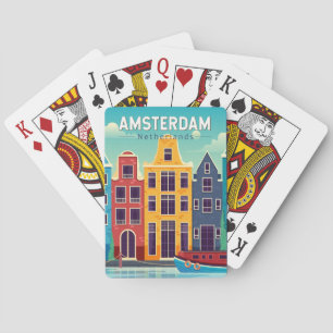 Amsterdam Niederlande farbenfrohe Häuser Reisen Re Spielkarten
