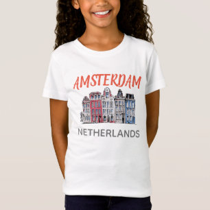 Amsterdam Niederlande Häuser, Mädchen T-Shirt