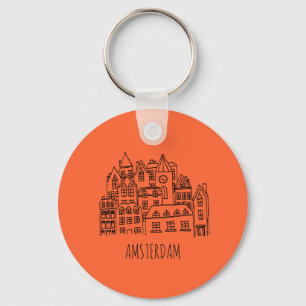 Amsterdam Niederlande Holland City Souvenir Orange Schlüsselanhänger