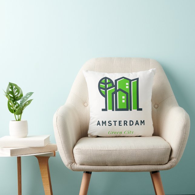 Amsterdam Niederlande Holland Dutch Green City Kissen (Von Creator hochgeladen)
