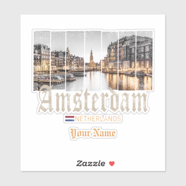 Amsterdam Niederlande Holland Vintage Souvenir Aufkleber (Blatt)