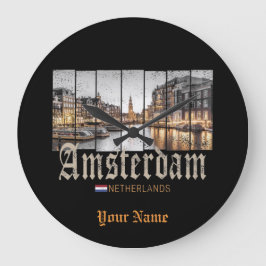 Amsterdam Niederlande Holland Vintage Souvenir Große Wanduhr