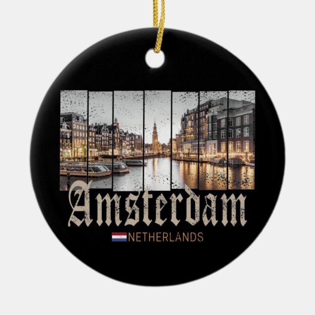 Amsterdam Niederlande Holland Vintage Souvenir Keramik Ornament (Vorne)