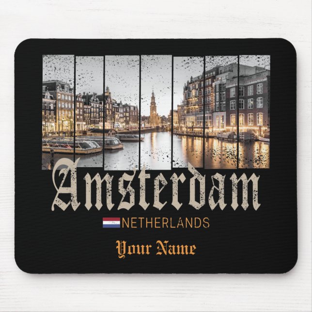 Amsterdam Niederlande Holland Vintage Souvenir Mousepad (Vorne)