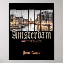 Amsterdam Niederlande Holland Vintage Souvenir Poster
