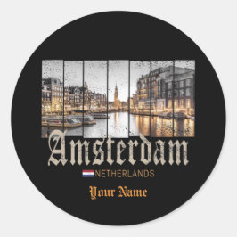 Amsterdam Niederlande Holland Vintage Souvenir Runder Aufkleber