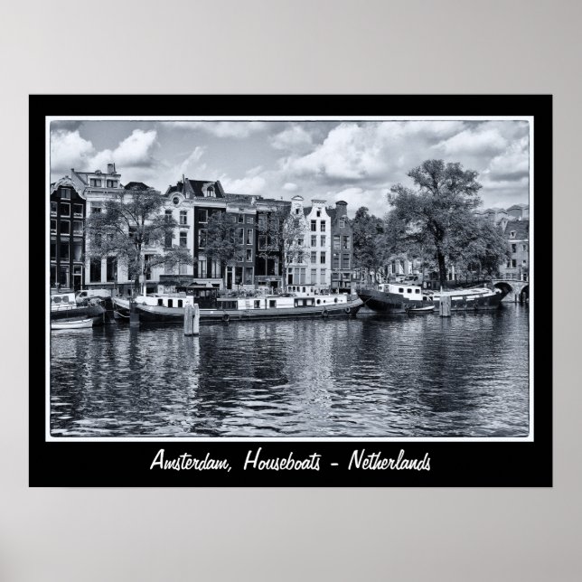 Amsterdam - Niederlande, Houseboats (Poster) Poster (Vorne)