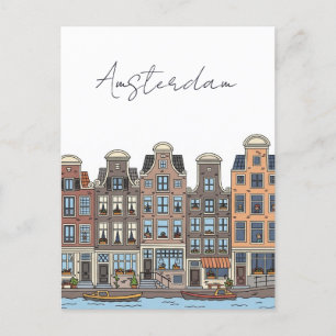 Amsterdam Niederlande Illustration Postkarte