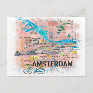 Amsterdam Niederlande Illustrierte Karte
