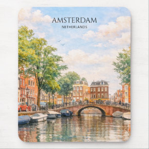 Amsterdam Niederlande Kanal Bunte Stadt   Reise Mousepad