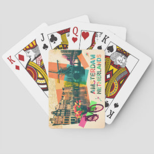 Amsterdam Niederlande Kanal Vintage Pop Art Reise Spielkarten
