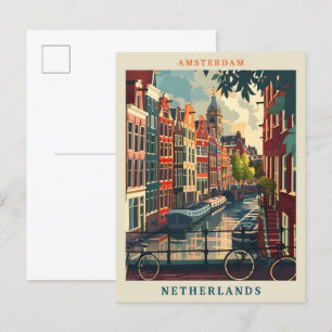 Amsterdam Niederlande Kunst Elegant Vintage Reise Postkarte