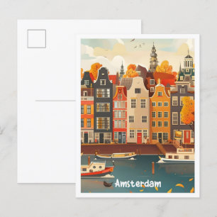 Amsterdam Niederlande Kunst Vintage Reise Postkarte