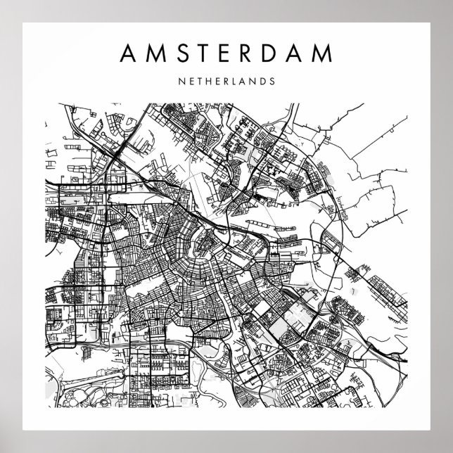 Amsterdam Niederlande Minimal Modern Street Map Poster (Vorne)