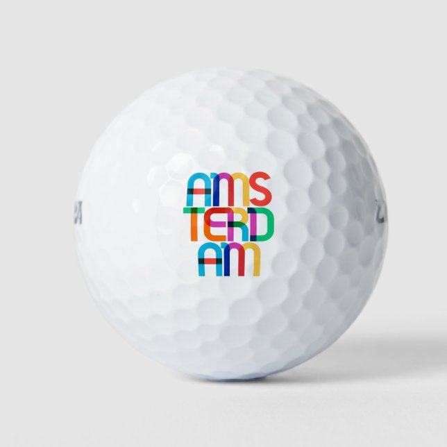 Amsterdam Niederlande Pop Art Letters Golfball (Vorderseite)