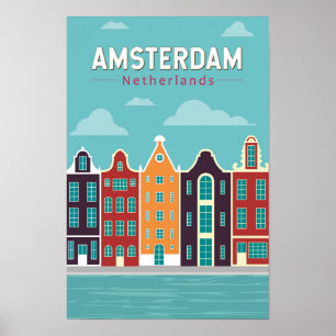 Amsterdam Niederlande Reise Kunst Vintage Poster