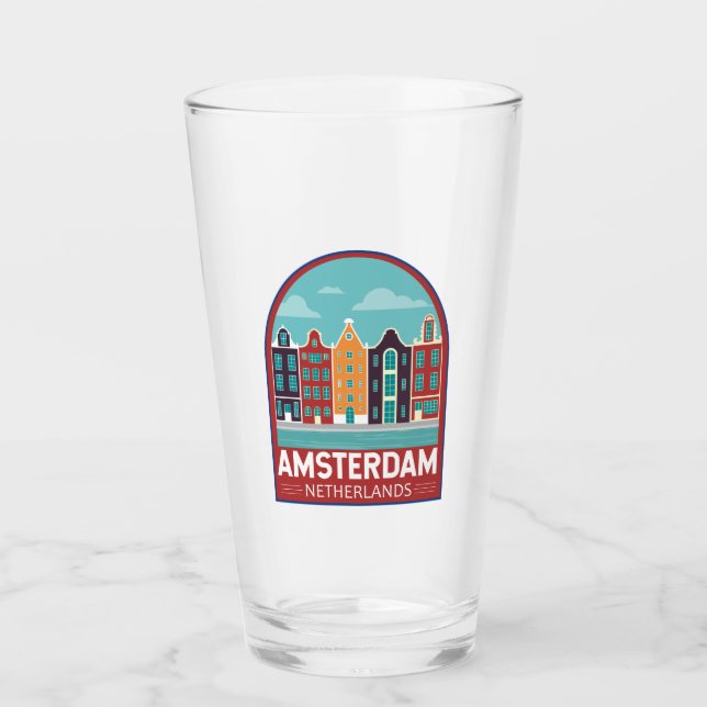 Amsterdam Niederlande Reisen Vintag Glas (Vorderseite)