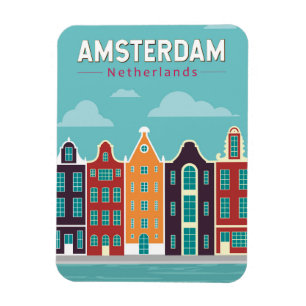 Amsterdam Niederlande Reisen Vintag Magnet