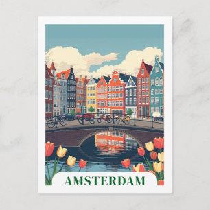 Amsterdam Niederlande Retro-Reise Fahrräder Postkarte