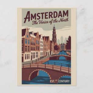 Amsterdam Niederlande Retro-Silhouette Reise Postkarte