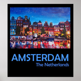 Amsterdam Niederlande Retro Travel Poster