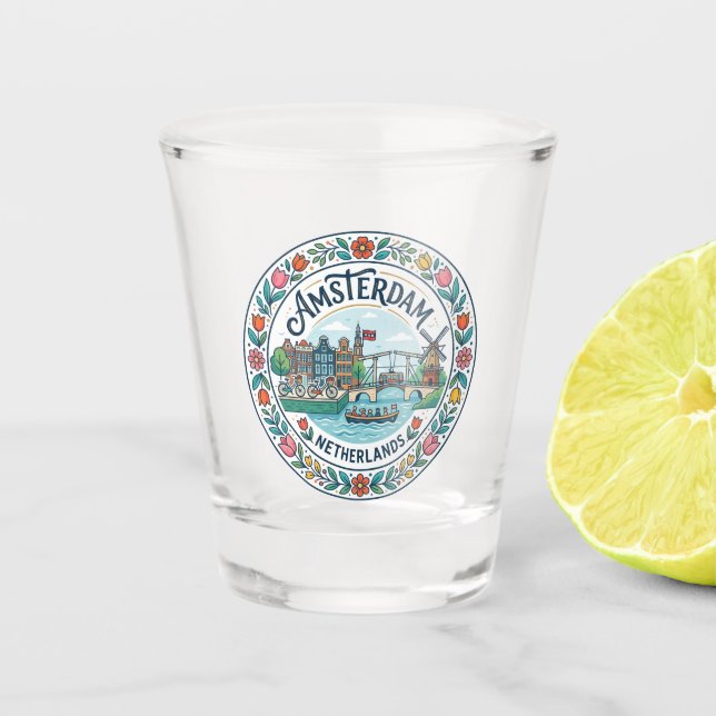 Amsterdam Niederlande Schnapsglas (Vorderseite)