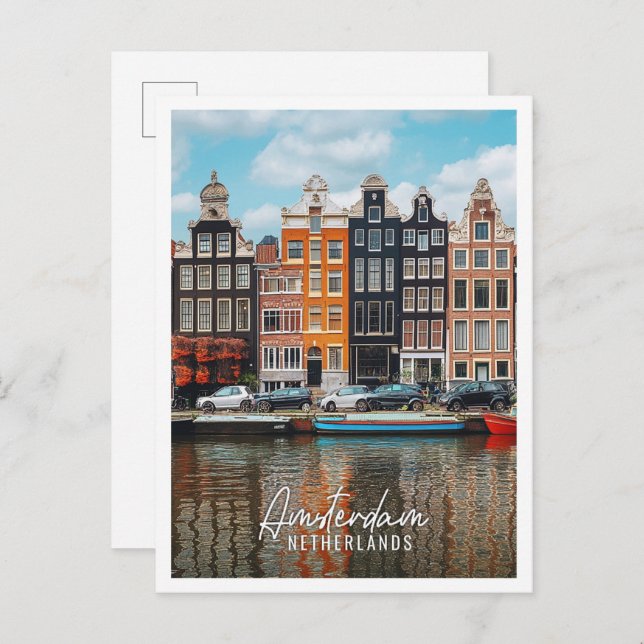 Amsterdam Niederlande Stadt ist der schöne Tourist Postkarte (Vorne/Hinten)