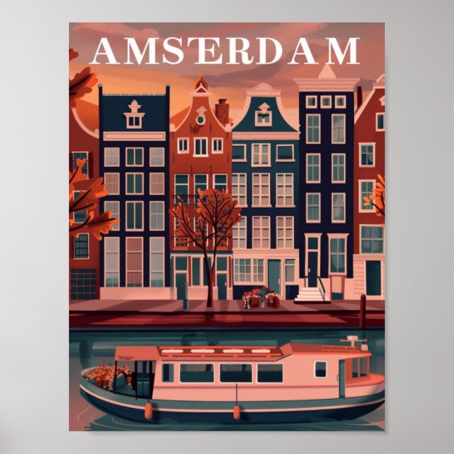 Amsterdam Niederlande Vintag Famous Travel Place Poster (Vorne)