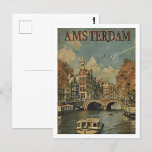 Amsterdam Niederlande Vintag Famous Travel Place Postkarte