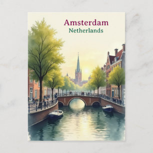 Amsterdam Niederlande Vintage Berühmte Reise Postkarte