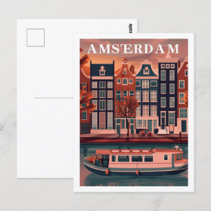 Amsterdam Niederlande Vintage Berühmter Reiseort Postkarte