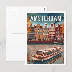 Amsterdam Niederlande Vintage Berühmter Reiseort Postkarte