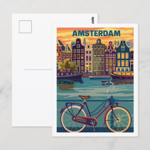 Amsterdam Niederlande Vintage Berühmter Reiseort Postkarte