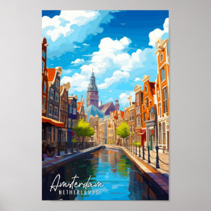 Amsterdam Niederlande Vintage Illustration Poster