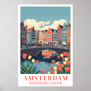 Amsterdam Niederlande Vintage-Reiseräder Kunst Poster