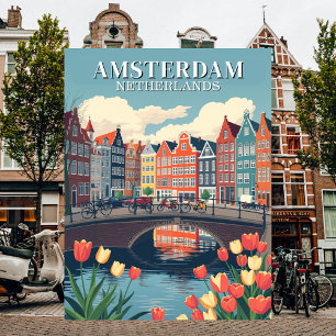 Amsterdam Niederlande Vintage-Reiseräder Postkarte