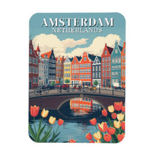 Amsterdam Niederlande Vintage Travel Bicycles Magnet