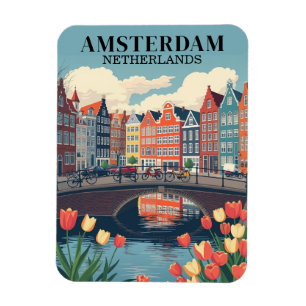 Amsterdam Niederlande Vintage Travel Bicycles Magnet