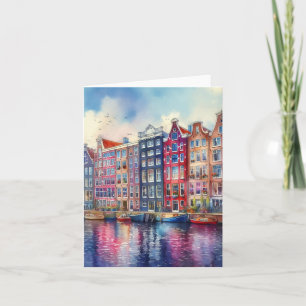 Amsterdam Niederlande Watercolor Karte