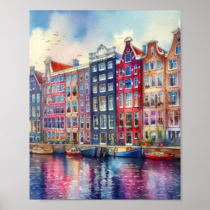 Amsterdam Niederlande Watercolor Poster